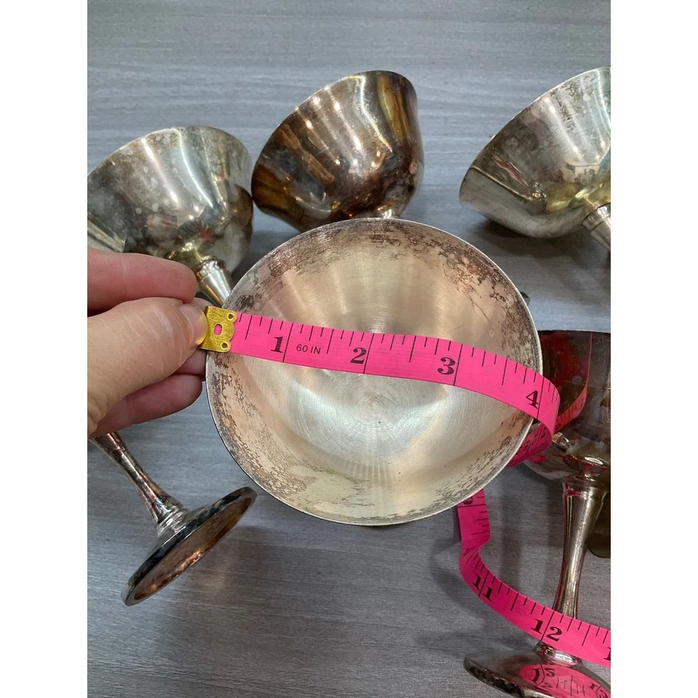 NINE VINTAGE SALEM SILVER PLATED CHAMPAGNE GOBLETS